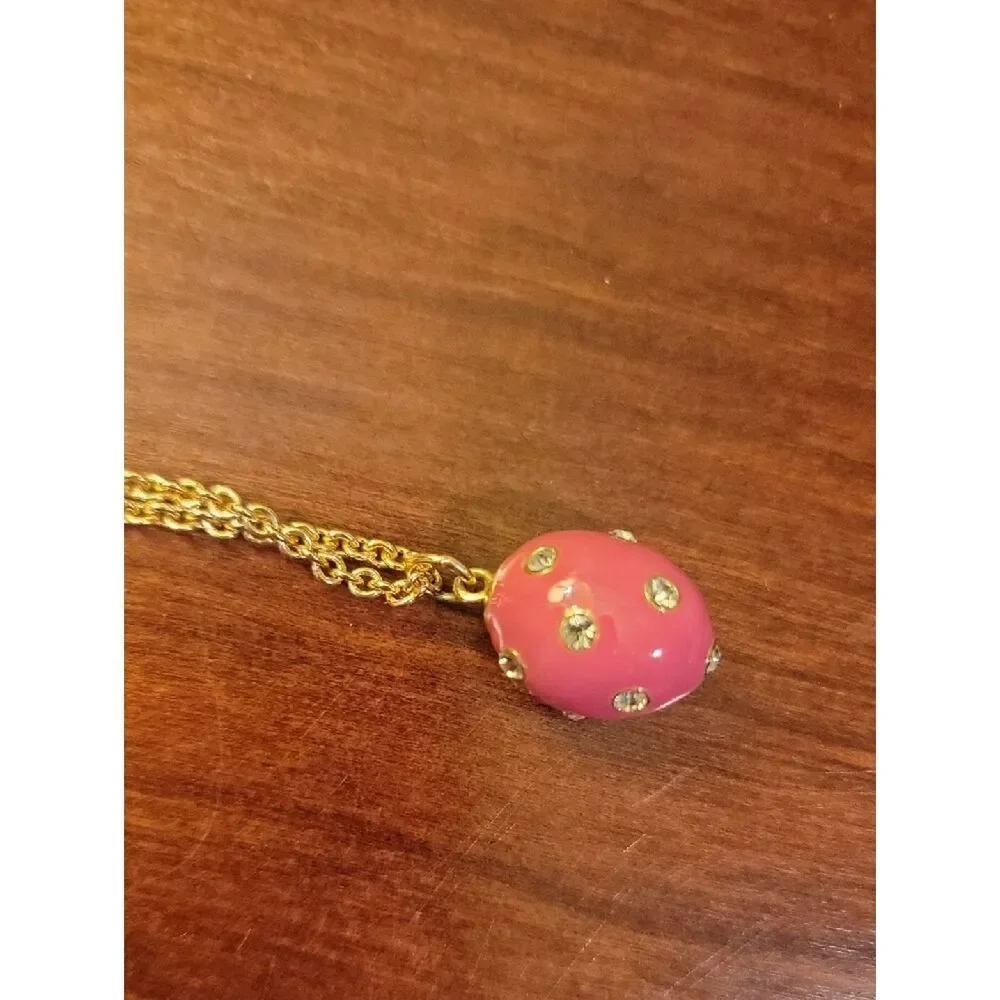 J. Crew Gold-Tone Chain with Hot Pink Enamel Pendant